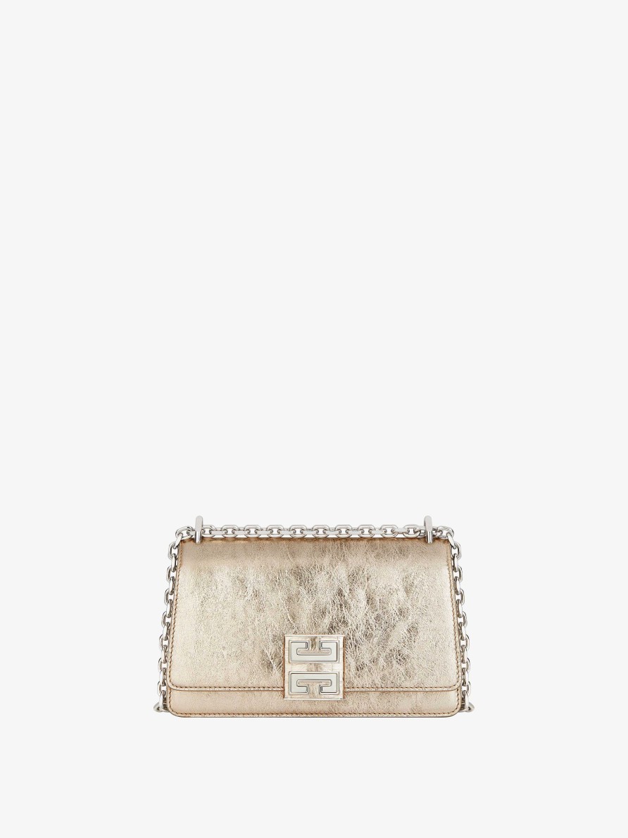 Women Givenchy 4G | Small 4G Bag In Laminated Leather With Chain Dusty Gold