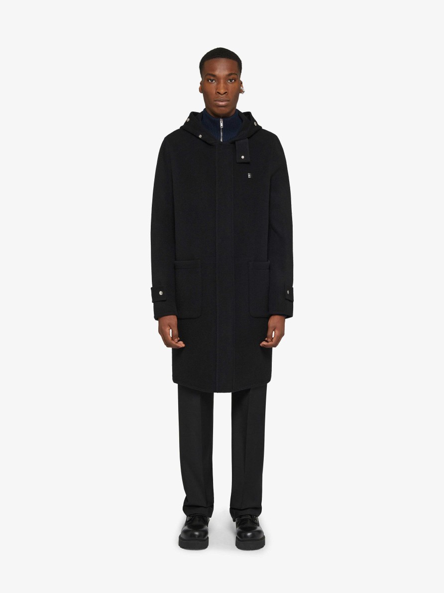 Men Givenchy Jackets & Coats | Coat In Double Face Wool And Cashmere Black