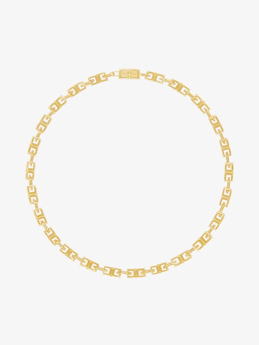 Men Givenchy Jewelry | G Cube Necklace In Metal Golden Yellow