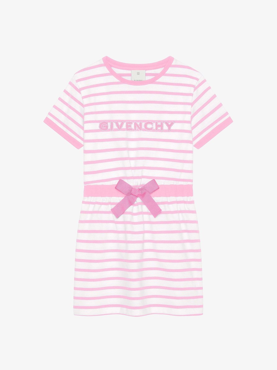 Women Givenchy Girl (4 To 12 Years) | Givenchy Dress In Cotton With Stripes White/Pink