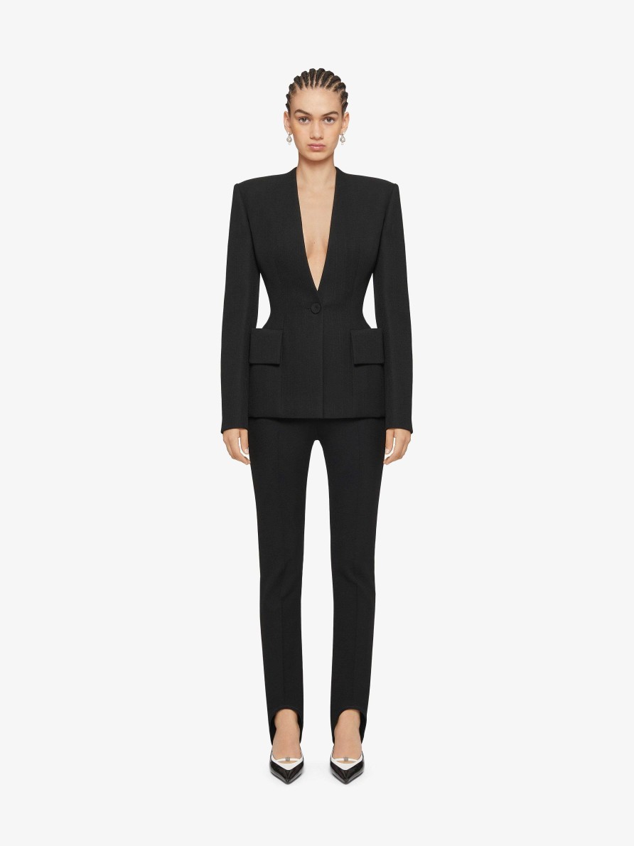 Women Givenchy Jackets & Coats | Fitted Jacket In Wool Black