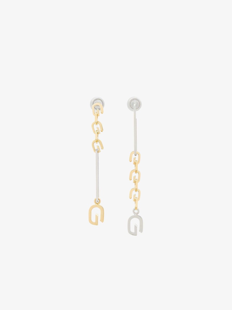 Women Givenchy Jewelry | G Link Asymmetrical Earrings Golden/Silvery