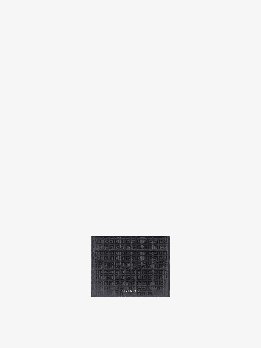 Men Givenchy Small Leather Goods | Givenchy Card Holder In 4G Micro Leather Black/Yellow