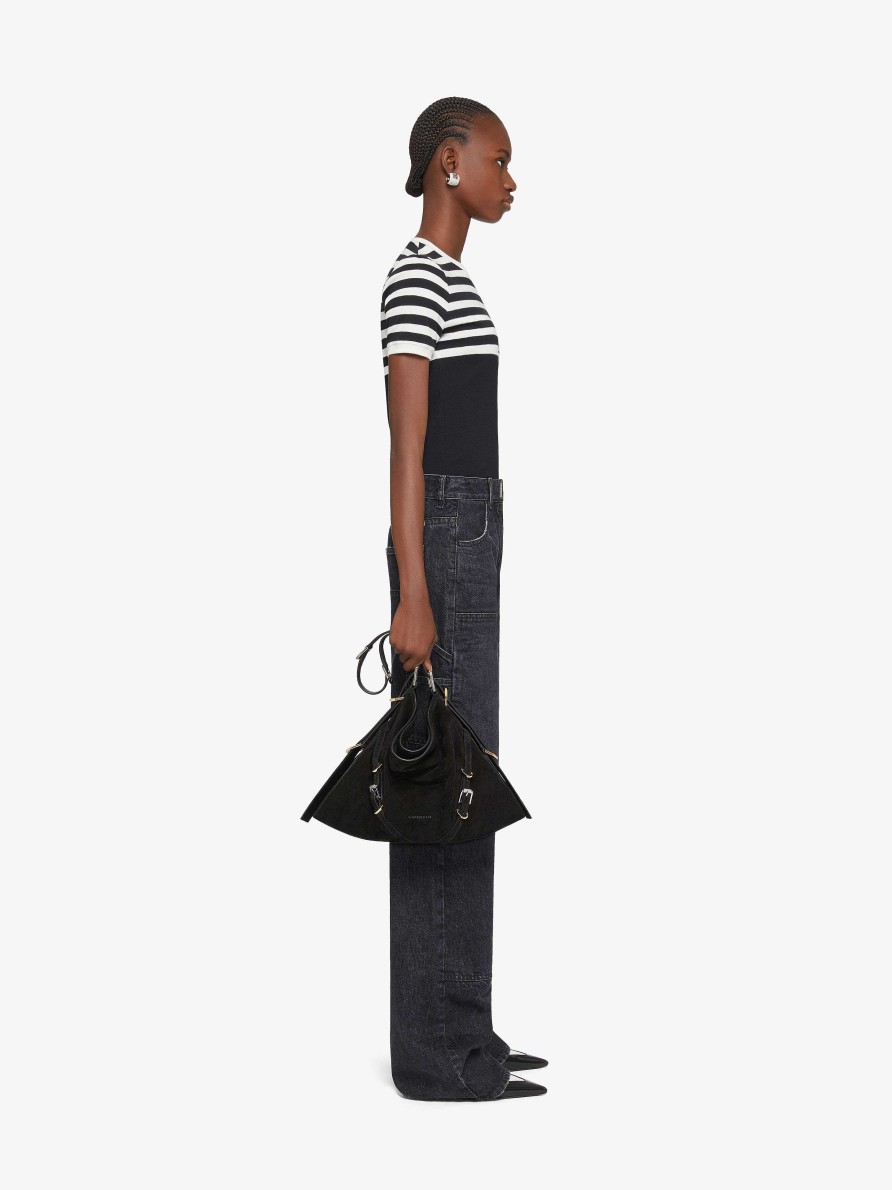 Women Givenchy Pants | Oversized Jeans In Denim With Patches Faded Black