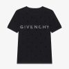 Women Givenchy T-Shirts | Double Layered Fitted T-Shirt In Cotton With 4G Tulle Black