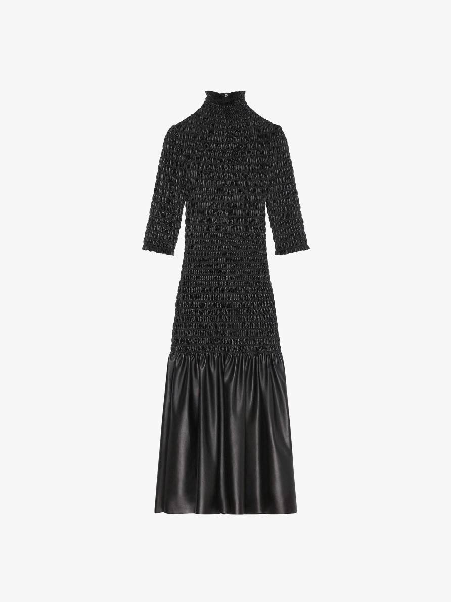 Women Givenchy Dresses | Smocked Dress In Leather Black