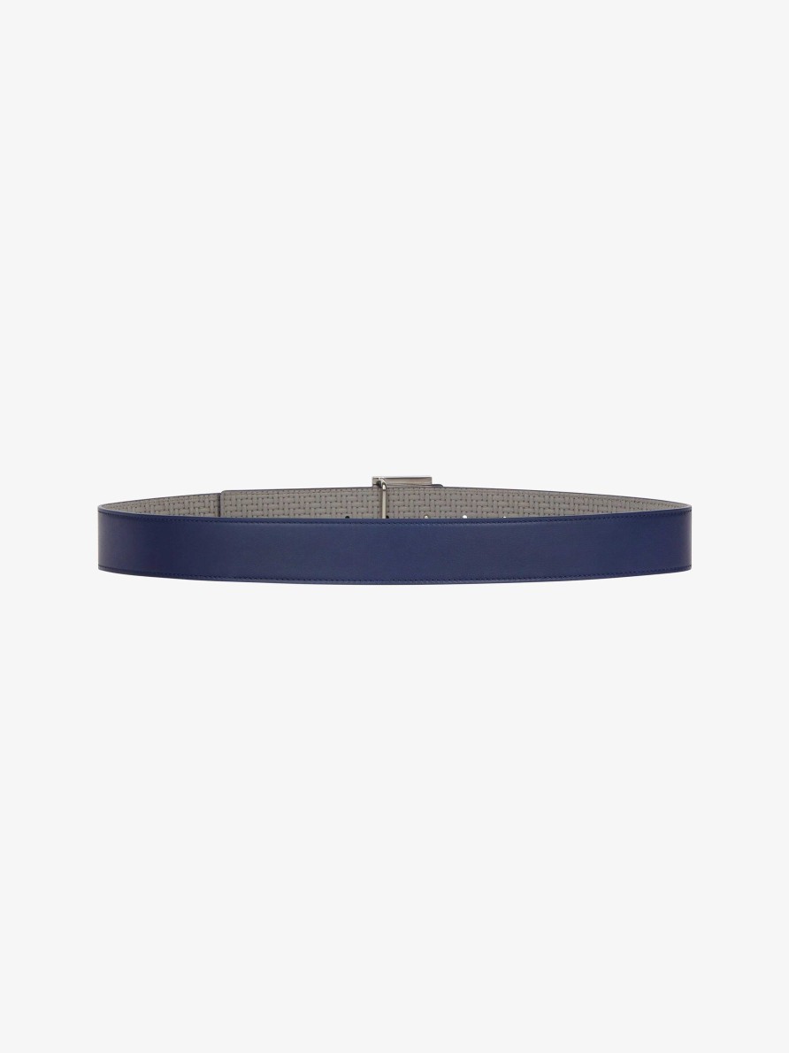 Men Givenchy Belts | 4G Reversible Belt In Braided-Effect Leather Navy/Grey