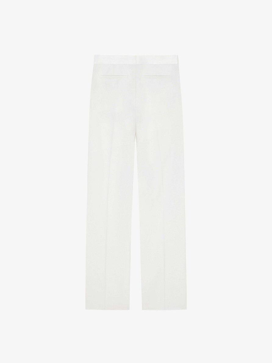 Men Givenchy Pants | Tailored Pants In Wool And Mohair With Satin Waistband White