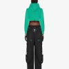 Women Givenchy Sweatshirts & Hoodies | Cropped Hoodie In Fleece With Givenchy Rhinestones Absynthe Green