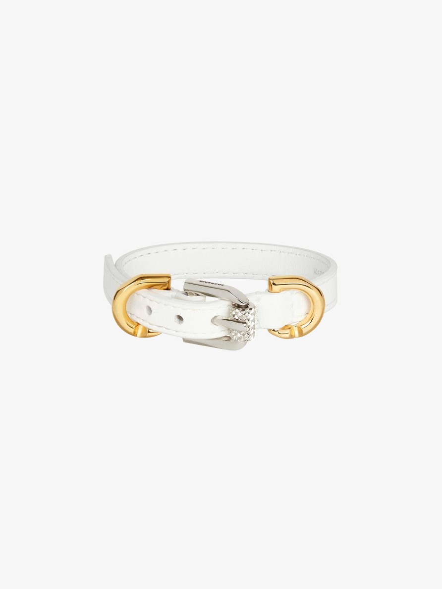 Women Givenchy Jewelry | Voyou Bracelet In Leather And Metal Ivory