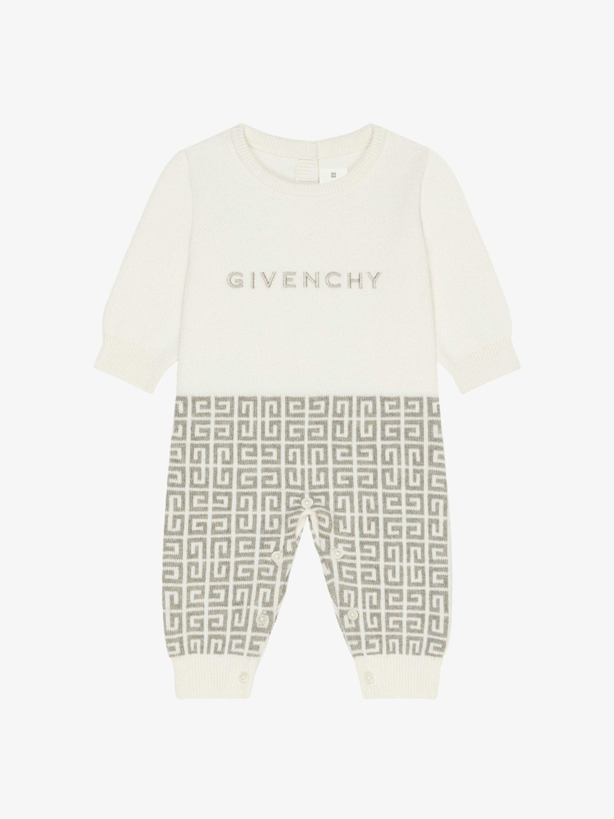 Men Givenchy Baby (1 Month To 3 Years) | Givenchy Overalls In Knit White/Grey