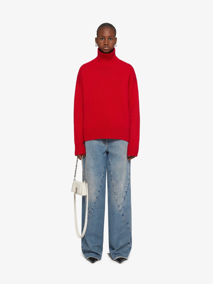 Women Givenchy Knitwear | Turtleneck Sweater In Cashmere Vermillon