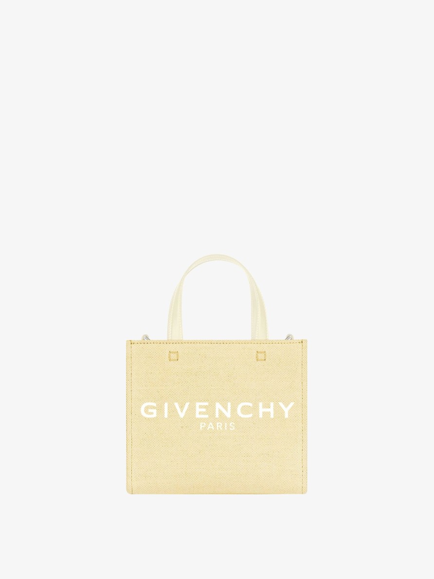 Women Givenchy G-Tote | Mini G-Tote Shopping Bag In Canvas Pale Yellow