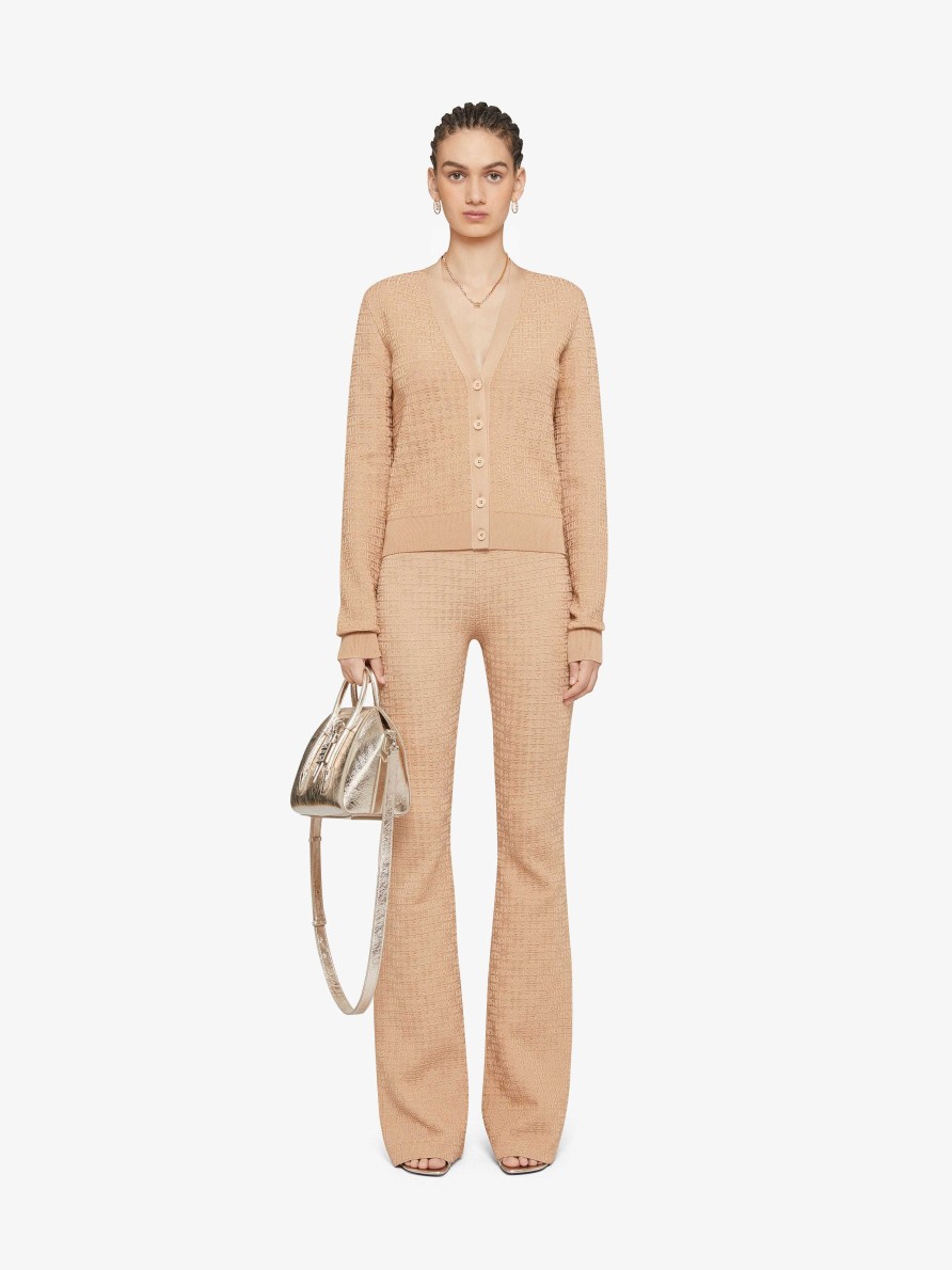 Women Givenchy Knitwear | Cropped Cardigan In 4G Mini Jacquard Tan