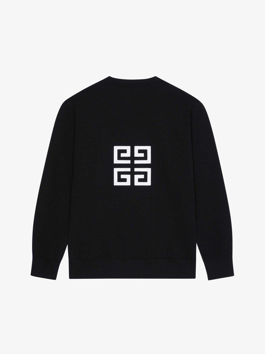 Men Givenchy Sweatshirts & Hoodies | Givenchy 4G Slim Fit Sweatshirt In Fleece Black