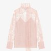 Women Givenchy Tops & Shirts | Blouse In Lace With Lavalliere Blush Pink