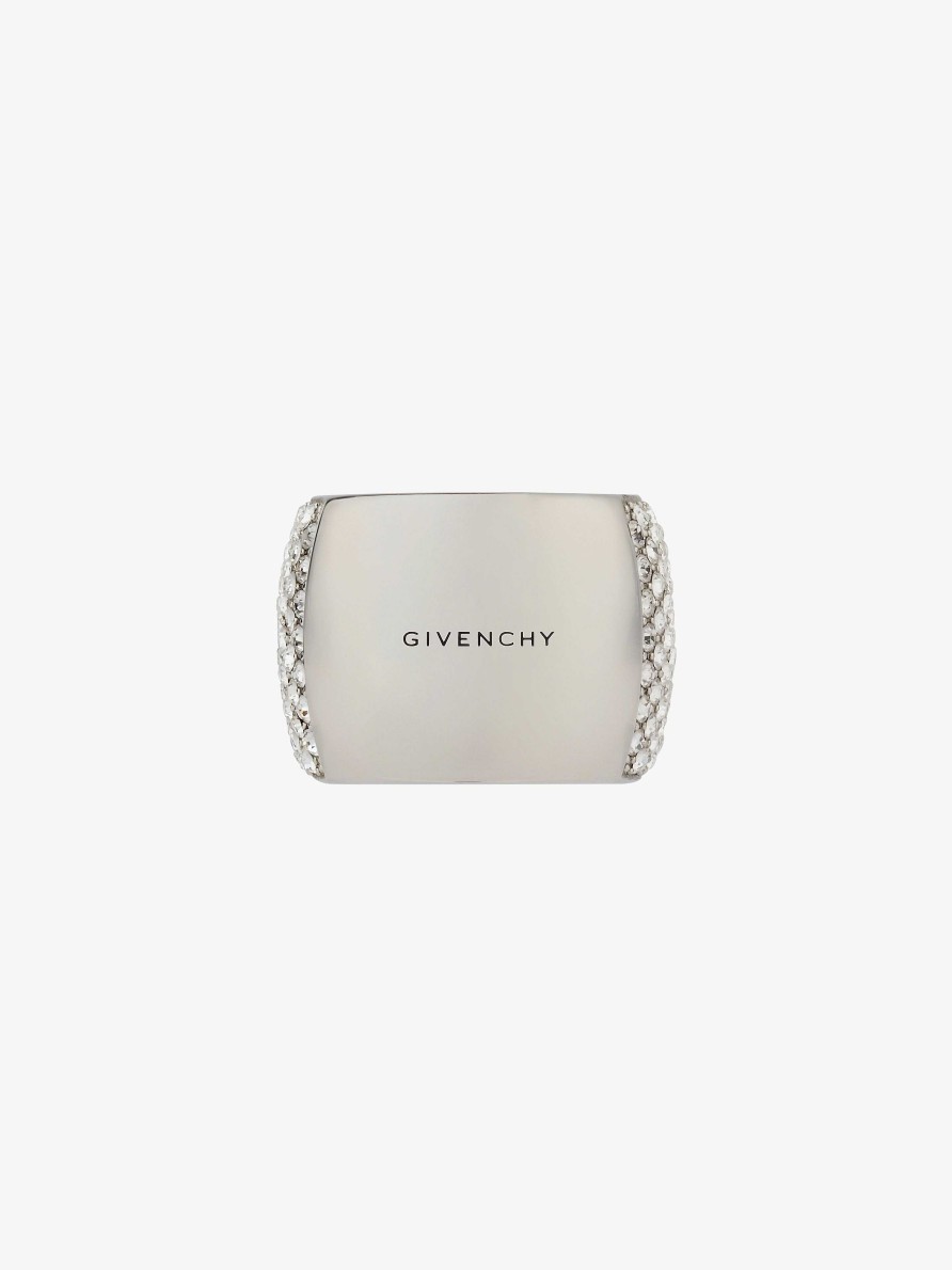 Women Givenchy Jewelry | 4G Ring In Metal With Crystals Silvery