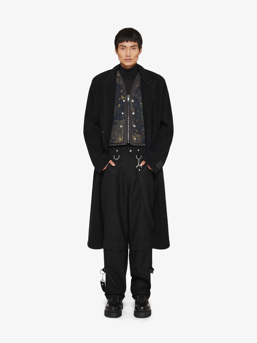 Men Givenchy Jackets & Coats | Long Coat In Double Face Wool And Cashmere Black