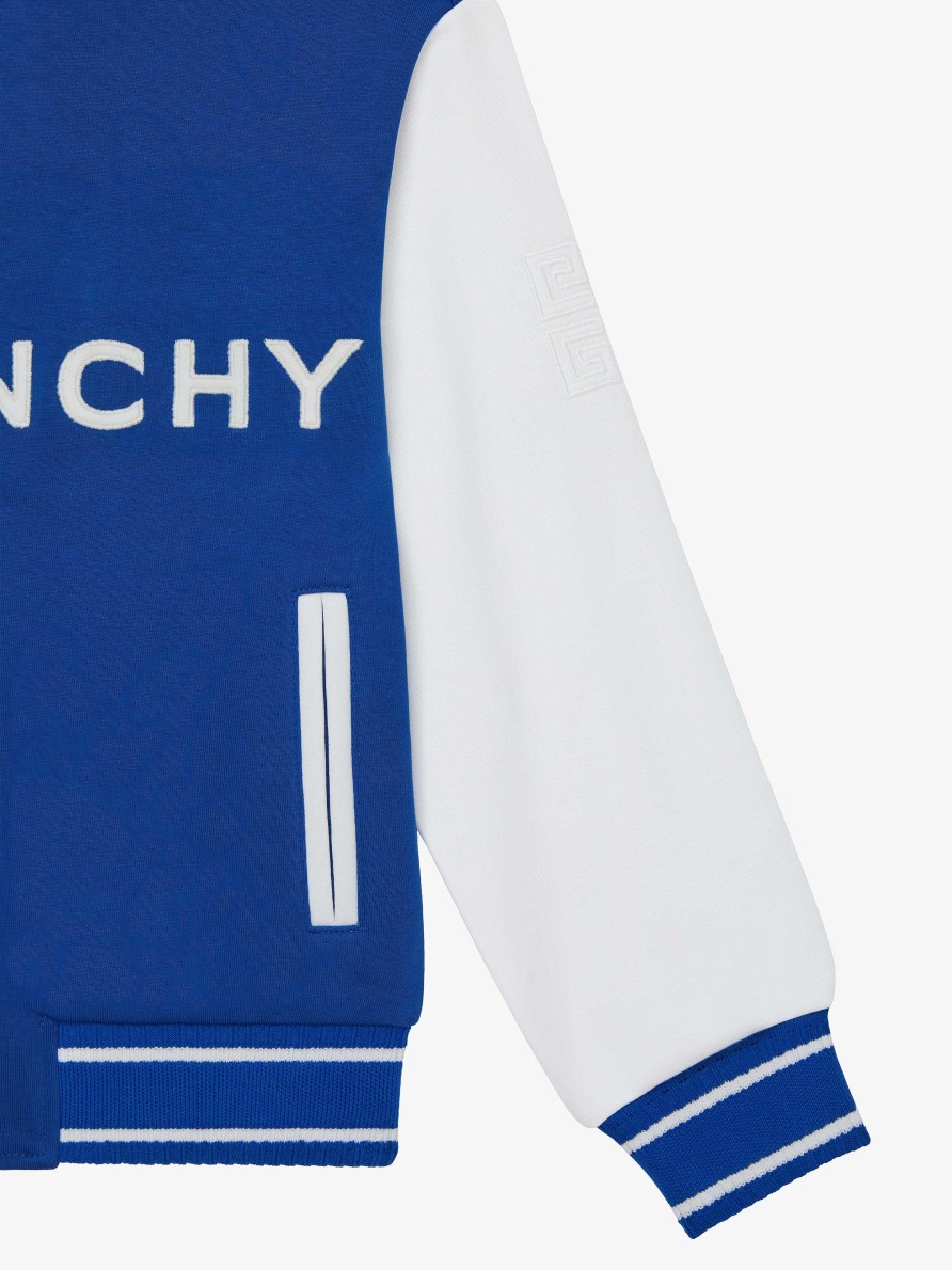 Men Givenchy Boy (4 To 12 Years) | Varsity Jacket In Embroidered Fleece White/Blue