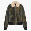 Men Givenchy Outerwear & Blousons | Aviator Jacket In Leather And Shearling With Pocket Black/Yellow