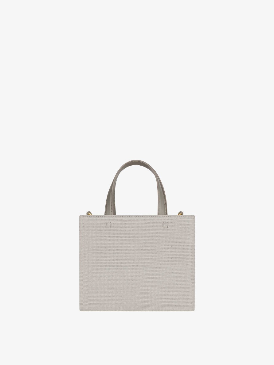 Women Givenchy G-Tote | Mini G-Tote Shopping Bag In Canvas Stone Grey