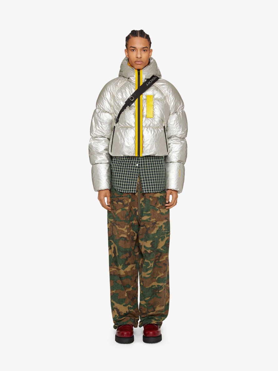 Men Givenchy Outerwear & Blousons | Laminated Hooded Puffer Fluo Yellow