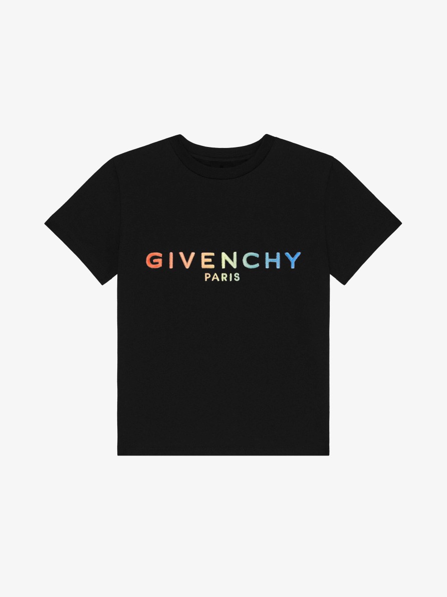 Men Givenchy Boy (4 To 12 Years) | T-Shirt In Embroidered Jersey Black