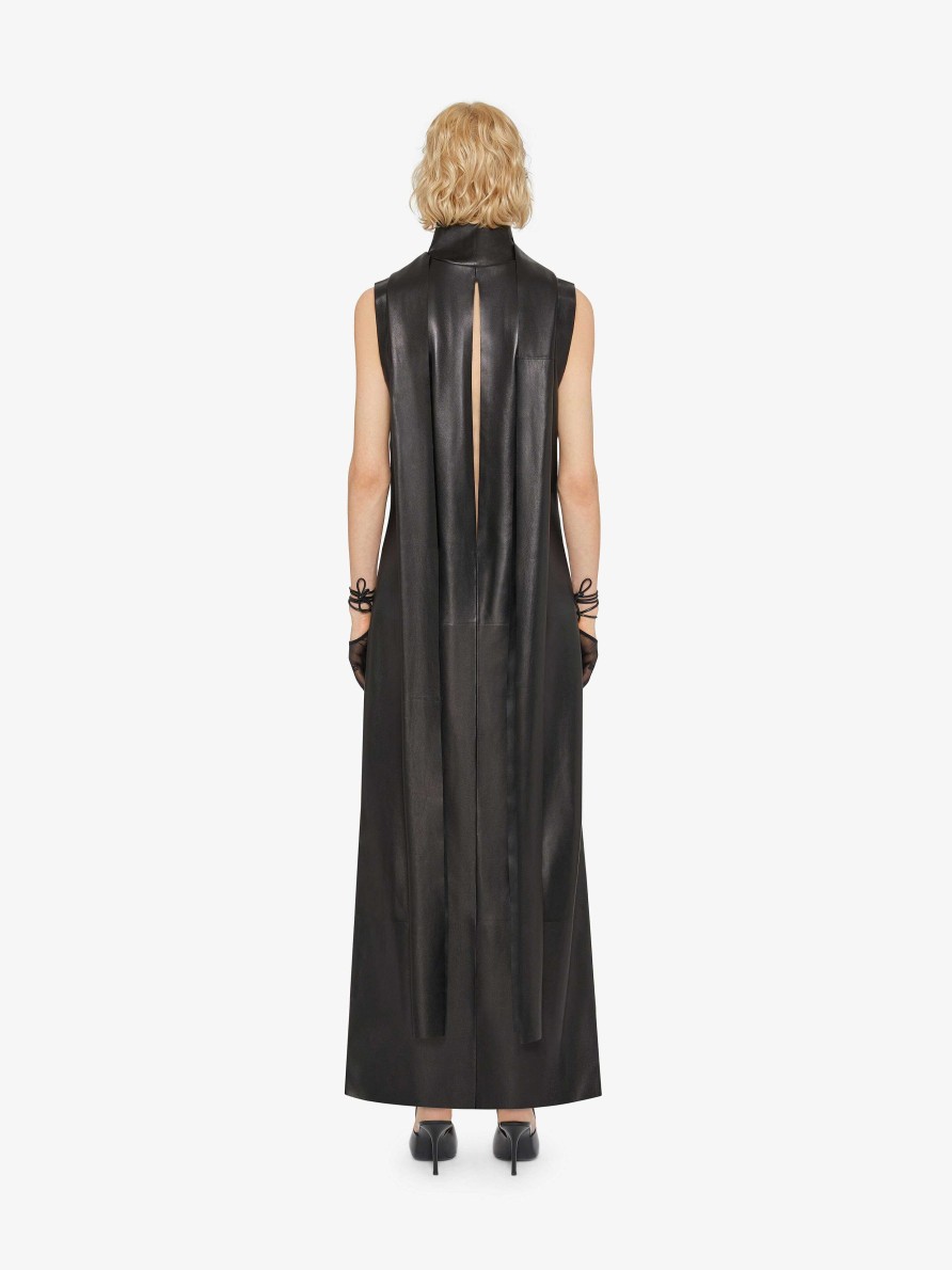 Women Givenchy Dresses | Dress In Leather With Lavalliere Black