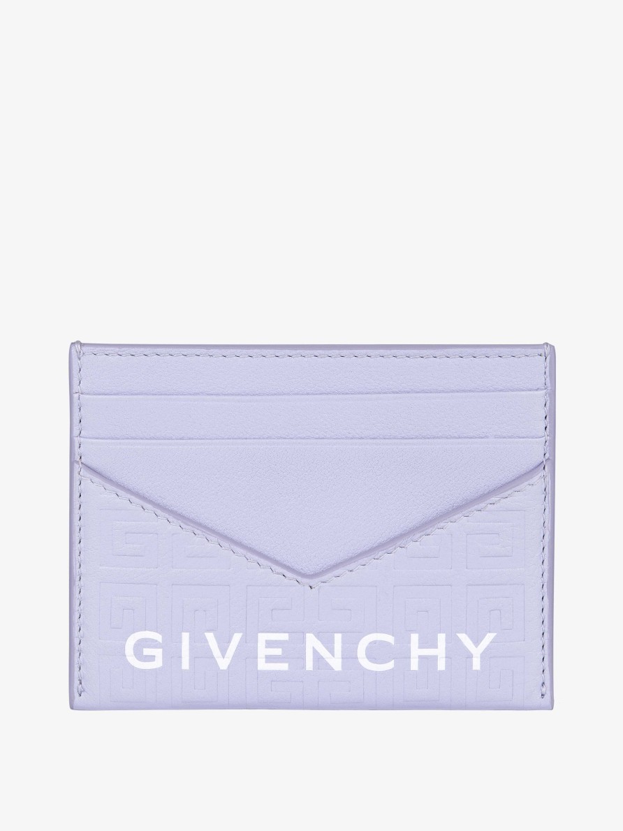 Women Givenchy Small Leather Goods | G-Cut Card Holder In 4G Leather Lavender