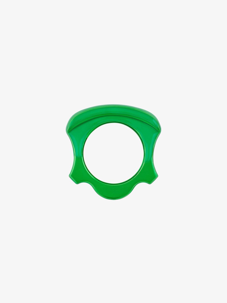 Men Givenchy Jewelry | G Can Ring In Metal And Enamel Green