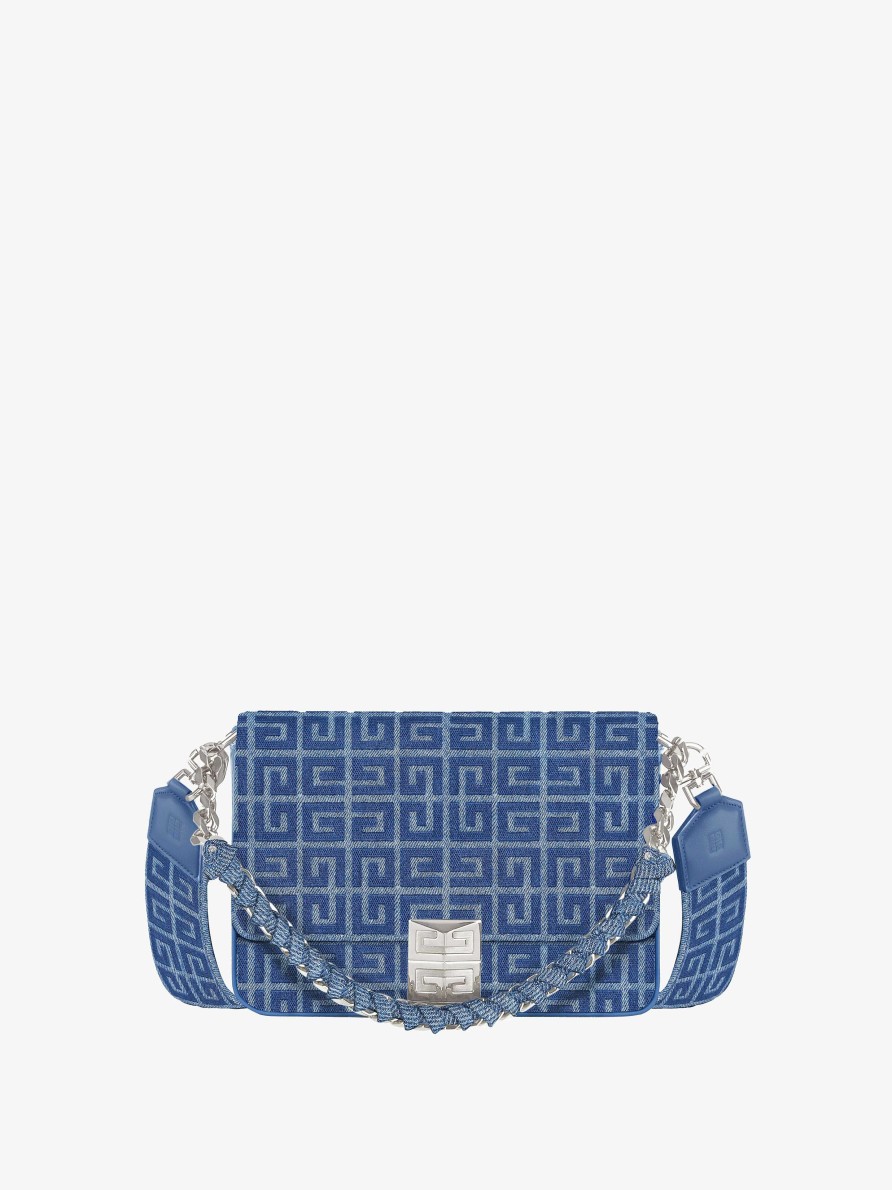 Women Givenchy 4G | Medium 4G Bag In 4G Denim With Chain Medium Blue