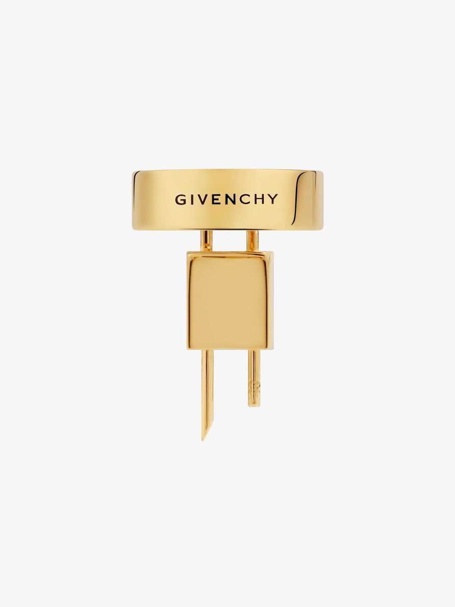 Women Givenchy Jewelry | Mini Lock Ring In Metal Golden Yellow