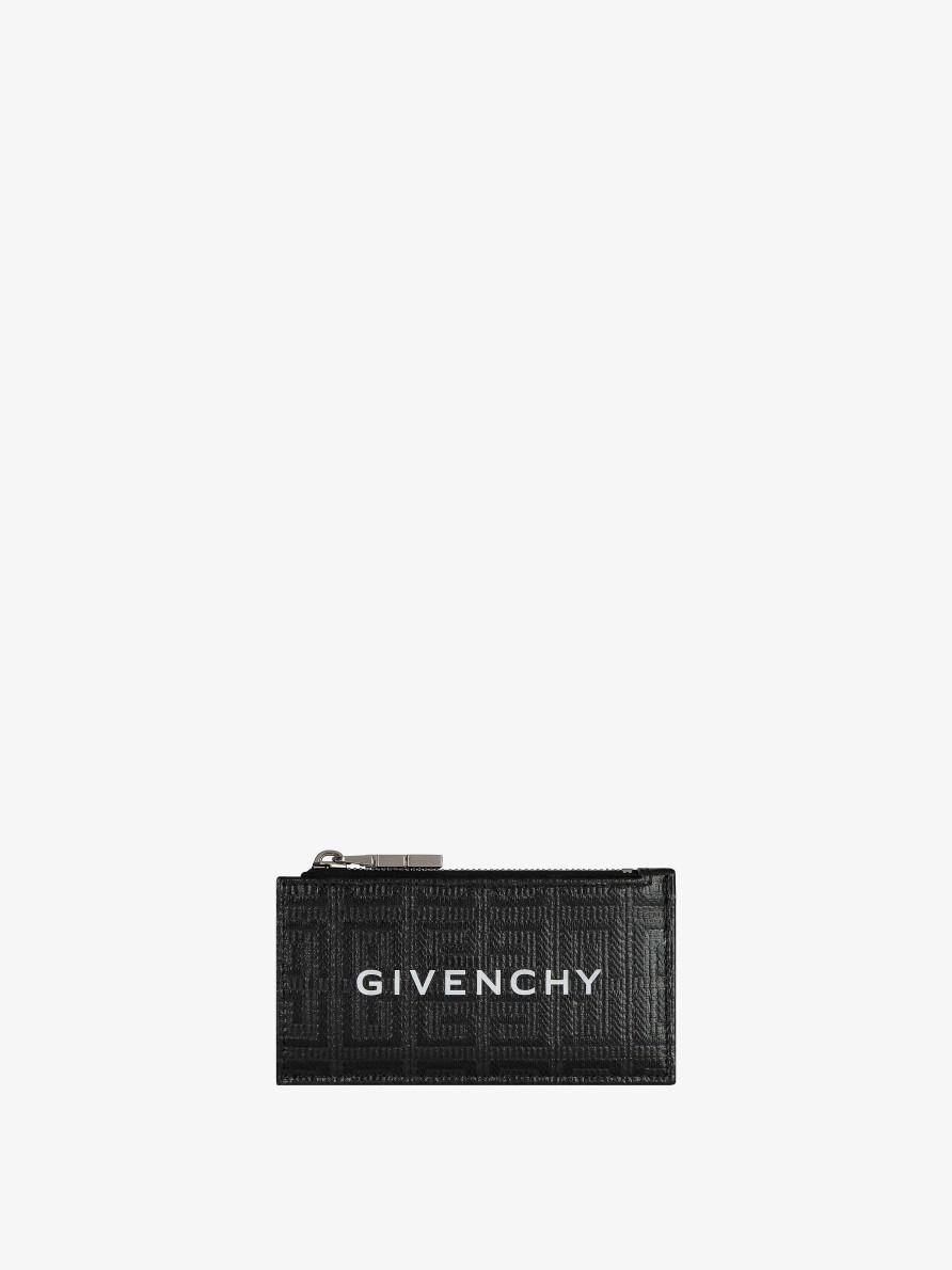 Men Givenchy Small Leather Goods | Zipped Card Holder In 4G Coated Canvas And Leather Black