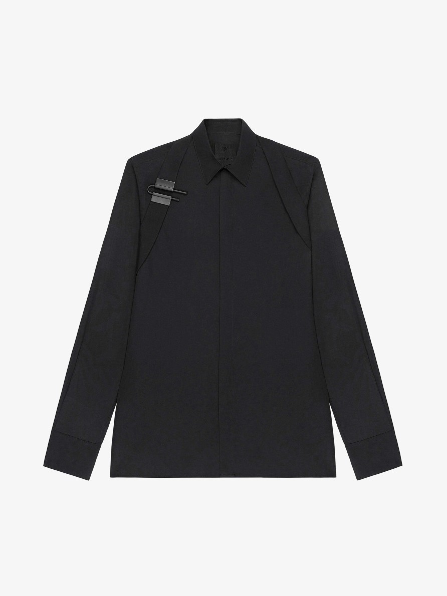 Men Givenchy Shirts | Shirt In Poplin With U-Lock Harness Black