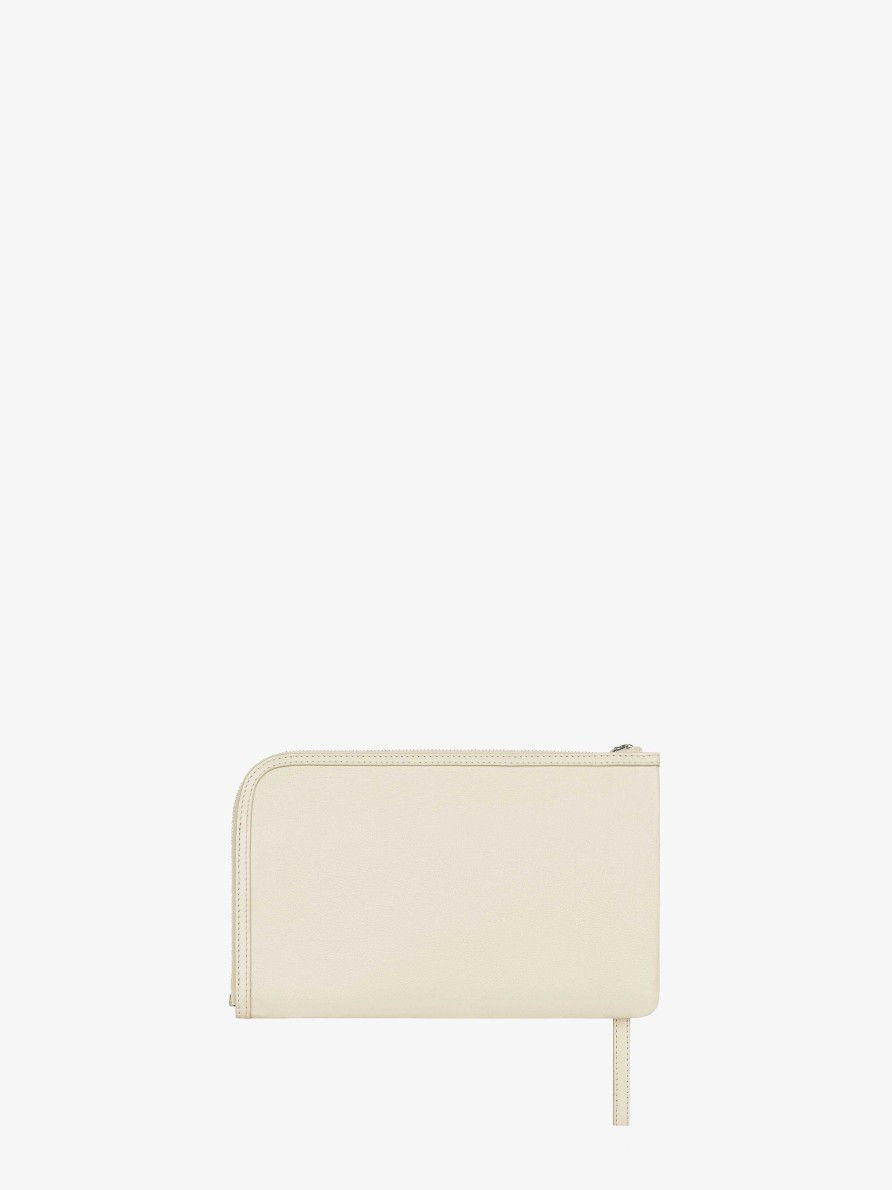 Women Givenchy Small Leather Goods | Voyou Pouch In Leather Natural Beige