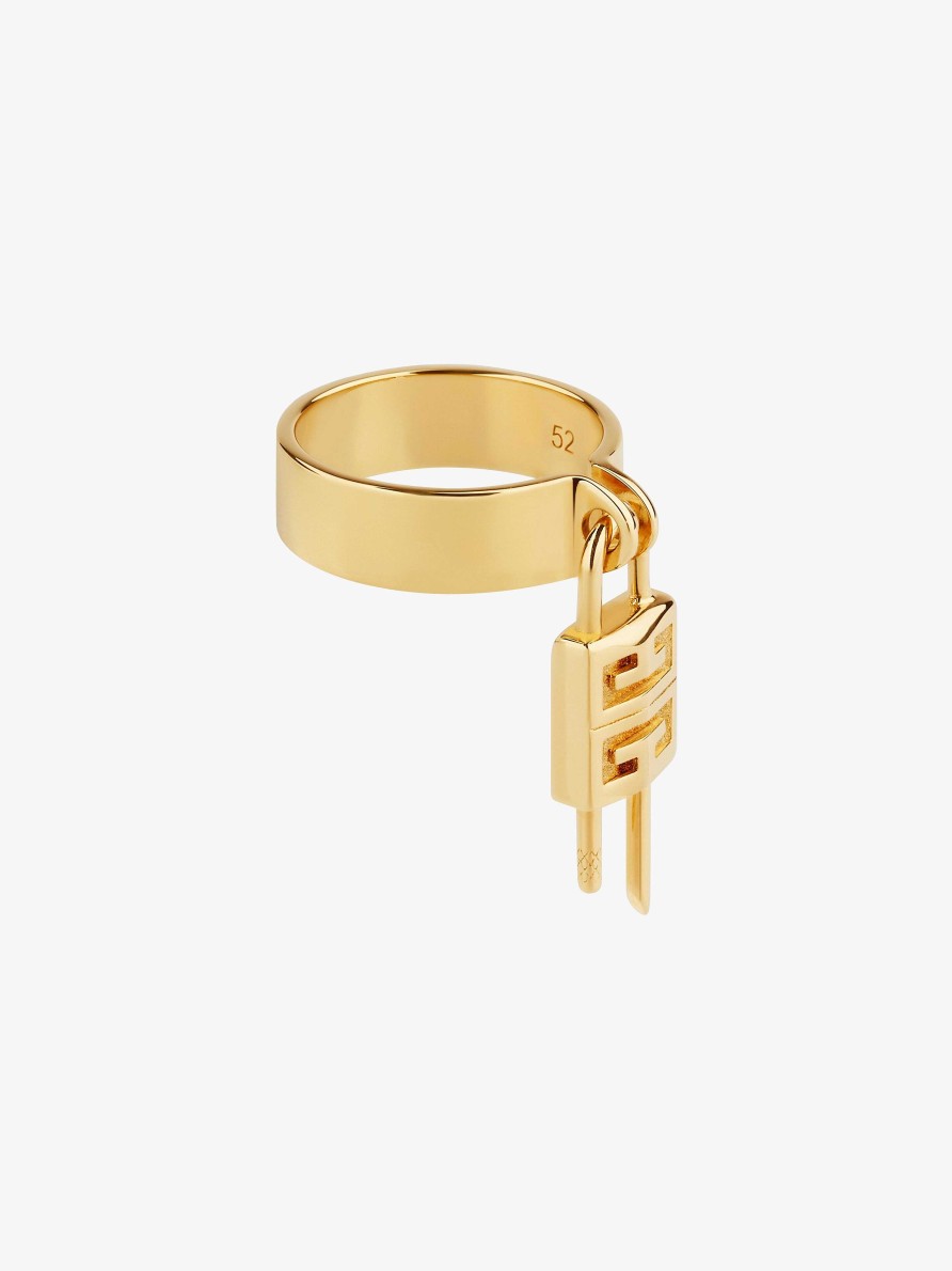 Women Givenchy Jewelry | Mini Lock Ring In Metal Golden Yellow