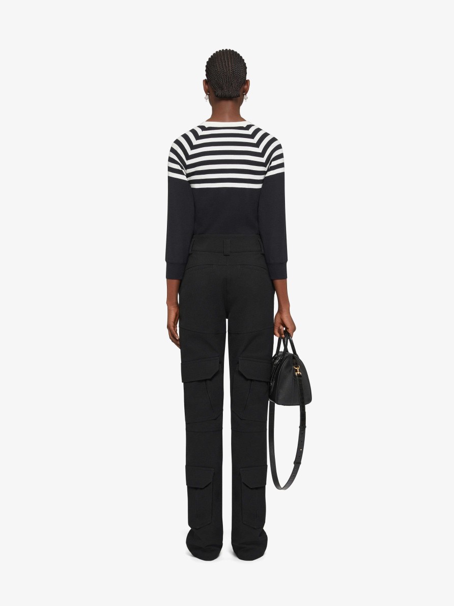 Women Givenchy Pants | Boot Cut Cargo Pants In Twill Black