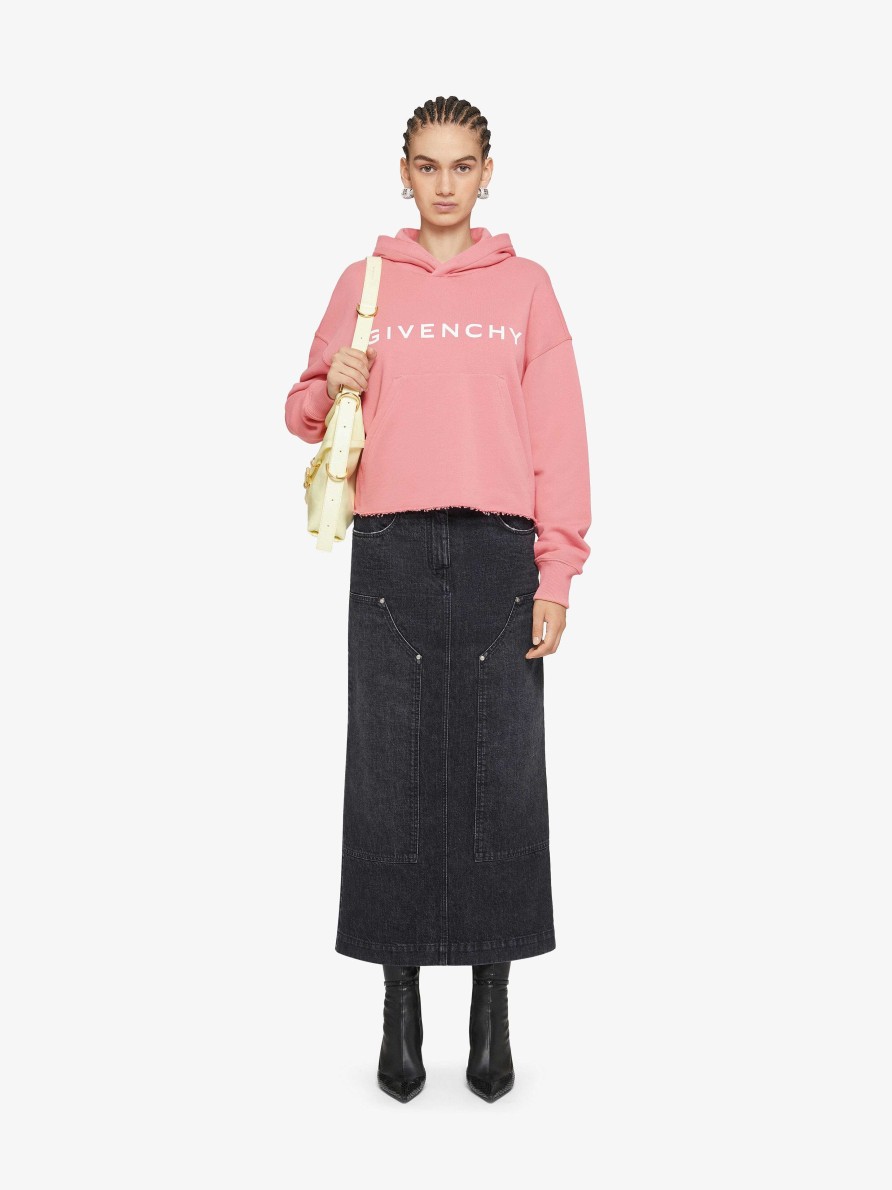 Women Givenchy Sweatshirts & Hoodies | Givenchy Archetype Cropped Hoodie In Fleece Flamingo