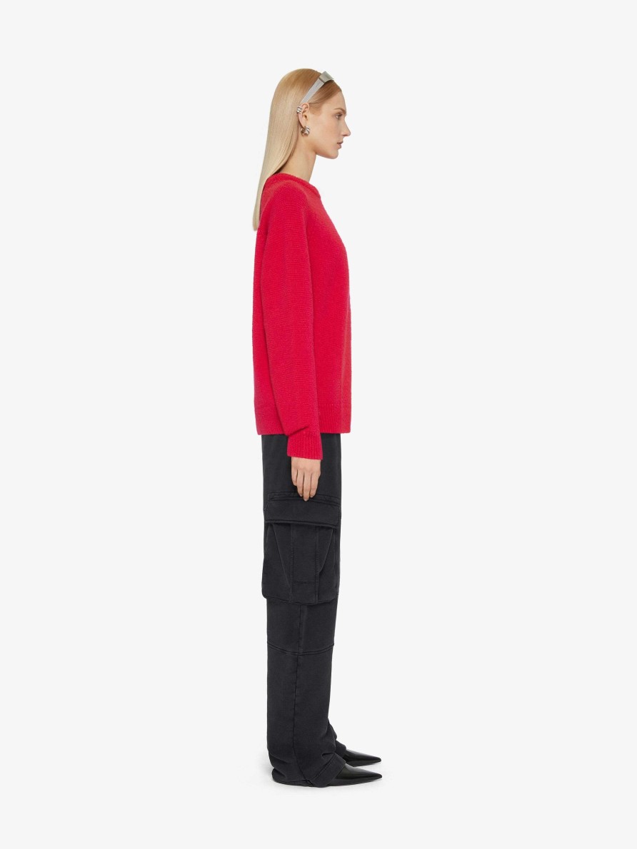 Women Givenchy Knitwear | 4G Sweater In Curly Cashmere And Silk Cyclamen