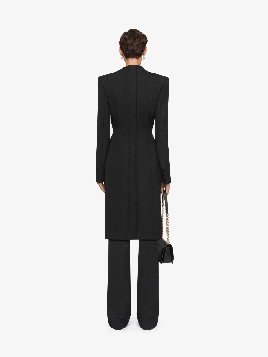 Women Givenchy Jackets & Coats | Fitted Coat In Wool Black