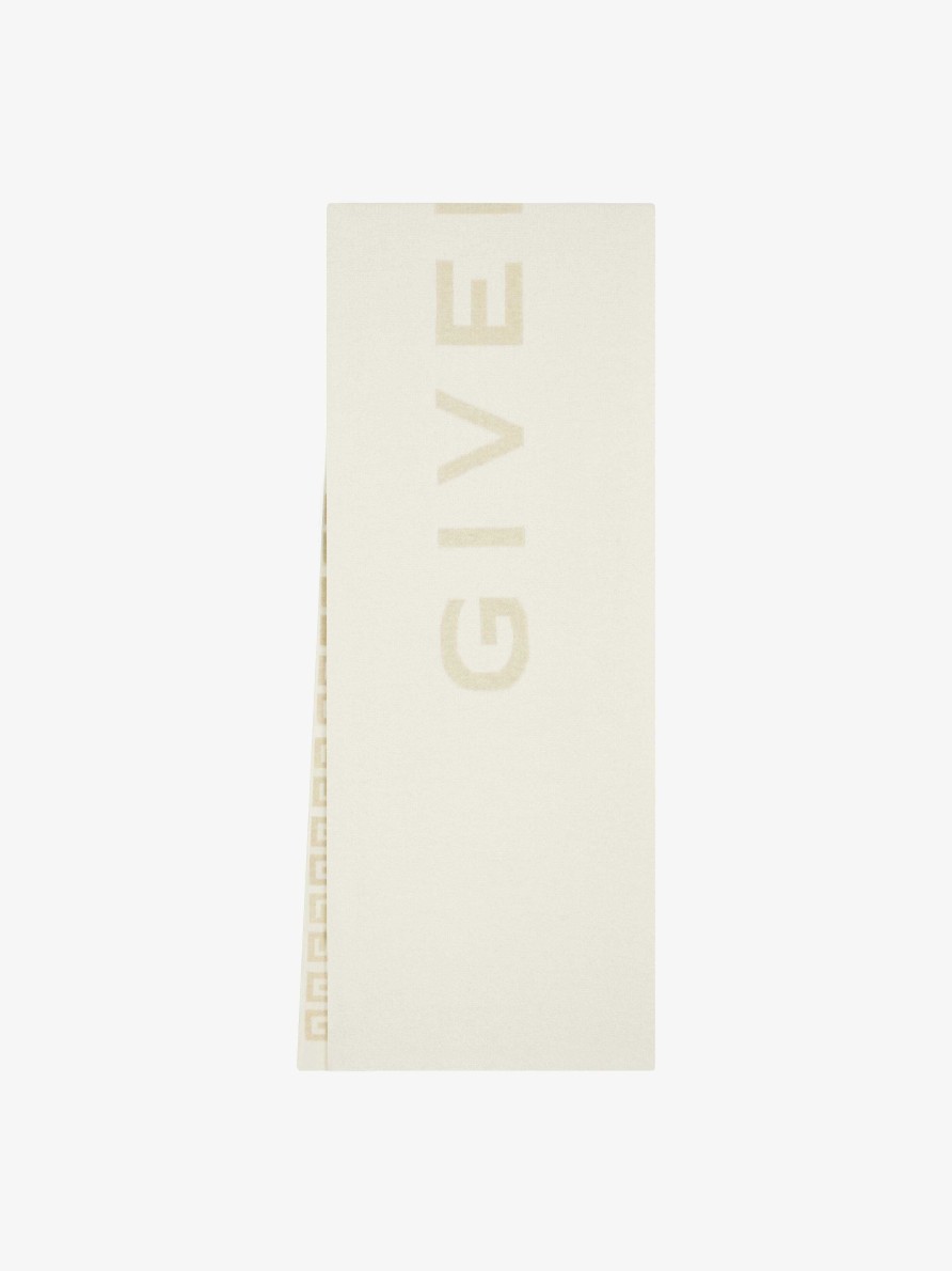 Women Givenchy Scarves | Givenchy 4G Double Sided Scarf In Wool And Cashmere White/Ecru