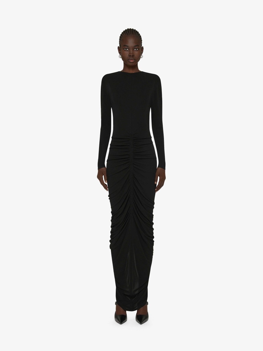 Women Givenchy Dresses | Ruched Dress In Crepe Black