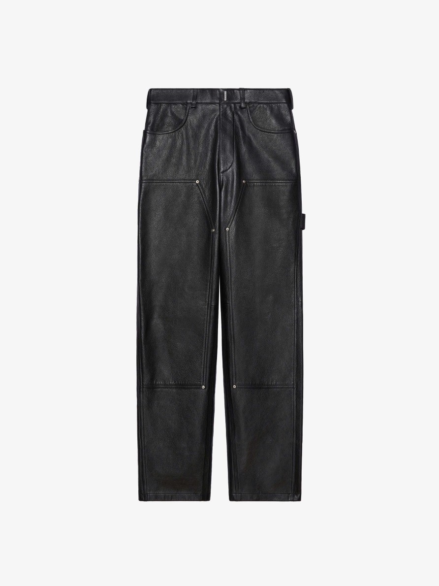 Men Givenchy Pants | Carpenter Pants In Leather Black