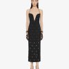 Women Givenchy Dresses | Dress With Plunging Neckline With 4G Rhinestones And Pearls Black