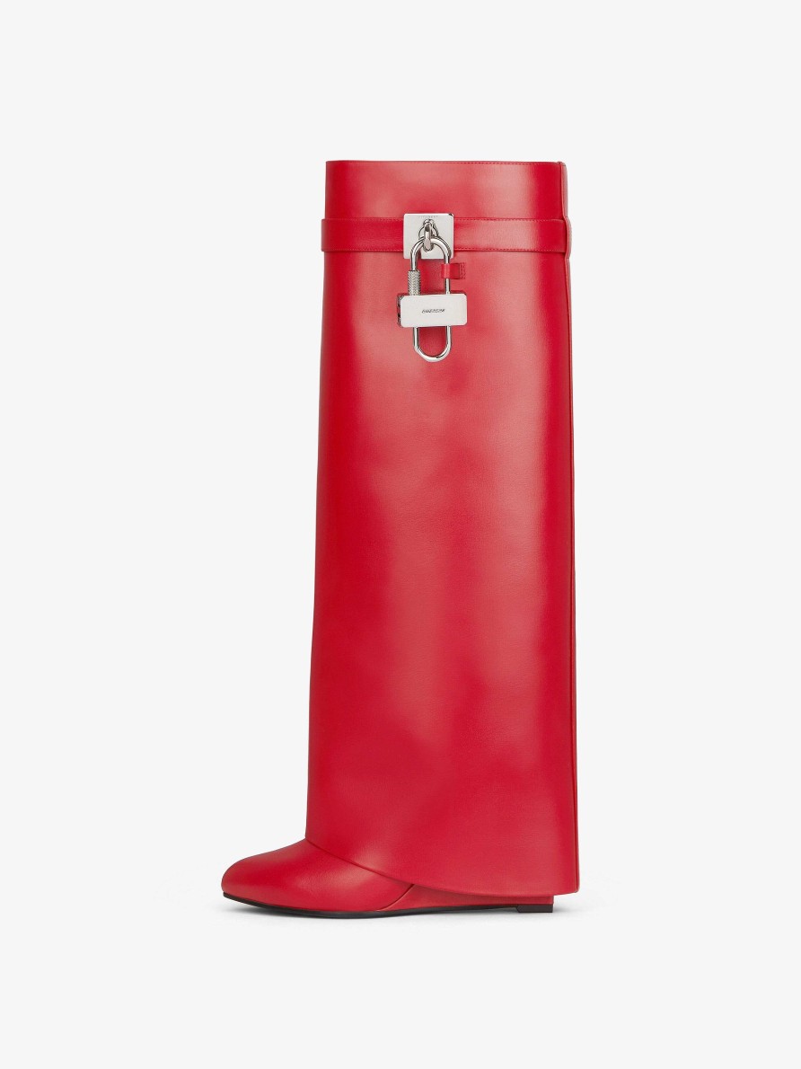 Women Givenchy Boots & Booties | Shark Lock Boots In Leather Red