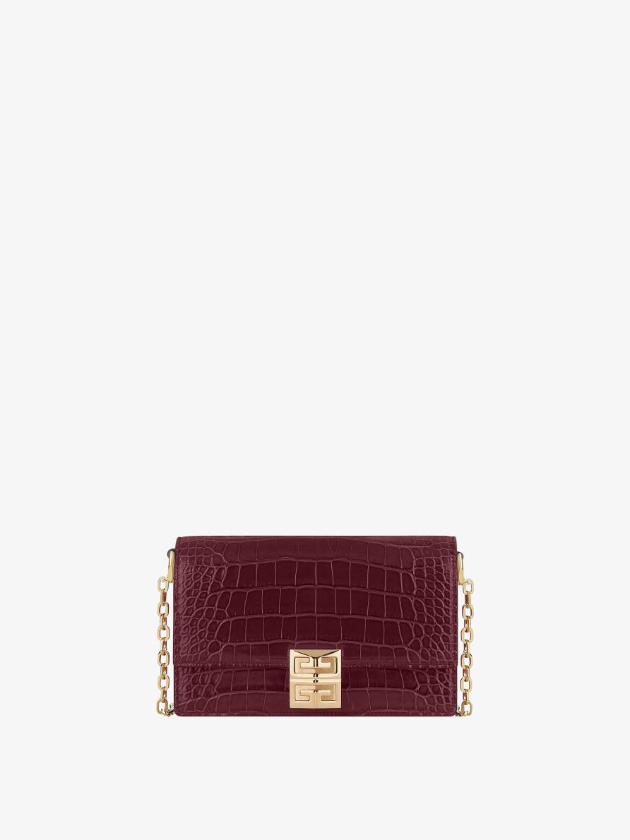 Women Givenchy 4G | Small 4G Bag In Crocodile With Chain Oxblood Red