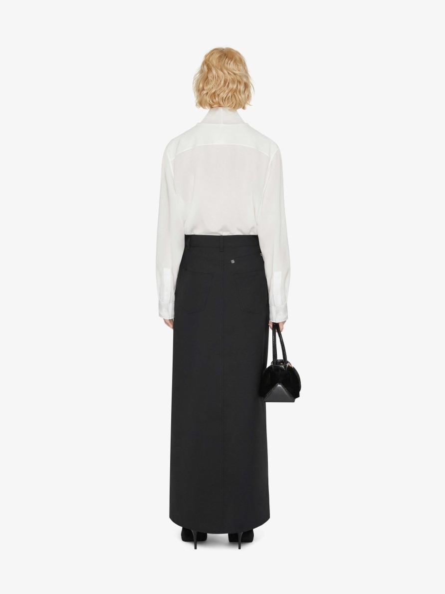 Women Givenchy Skirts | Skirt In Wool And Mohair With Slit Black