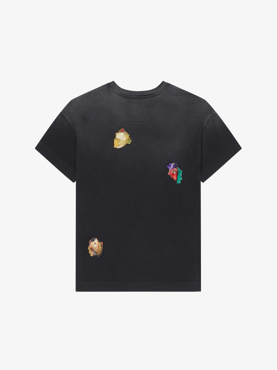 Men Givenchy T-Shirts | Boxy Fit T-Shirt In Cotton With Ornaments Black