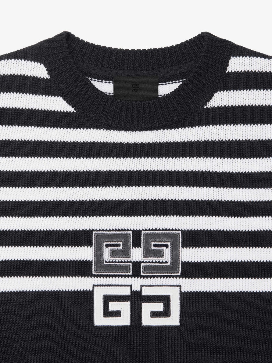 Women Givenchy Knitwear | 4G Cropped Sweater In Cotton With Stripes Black