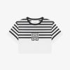 Women Givenchy T-Shirts | 4G Cropped T-Shirt In Cotton With Stripes White/Black